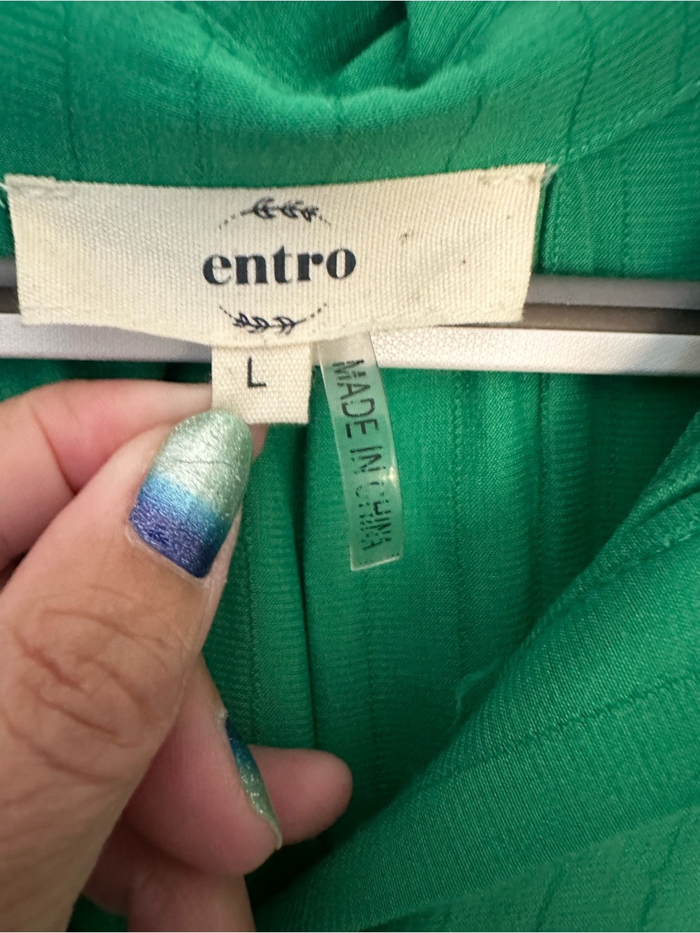 Entro Kelly Green Roll Sleeve Babydoll Shirt Dress Large - Picture 8 of 10
